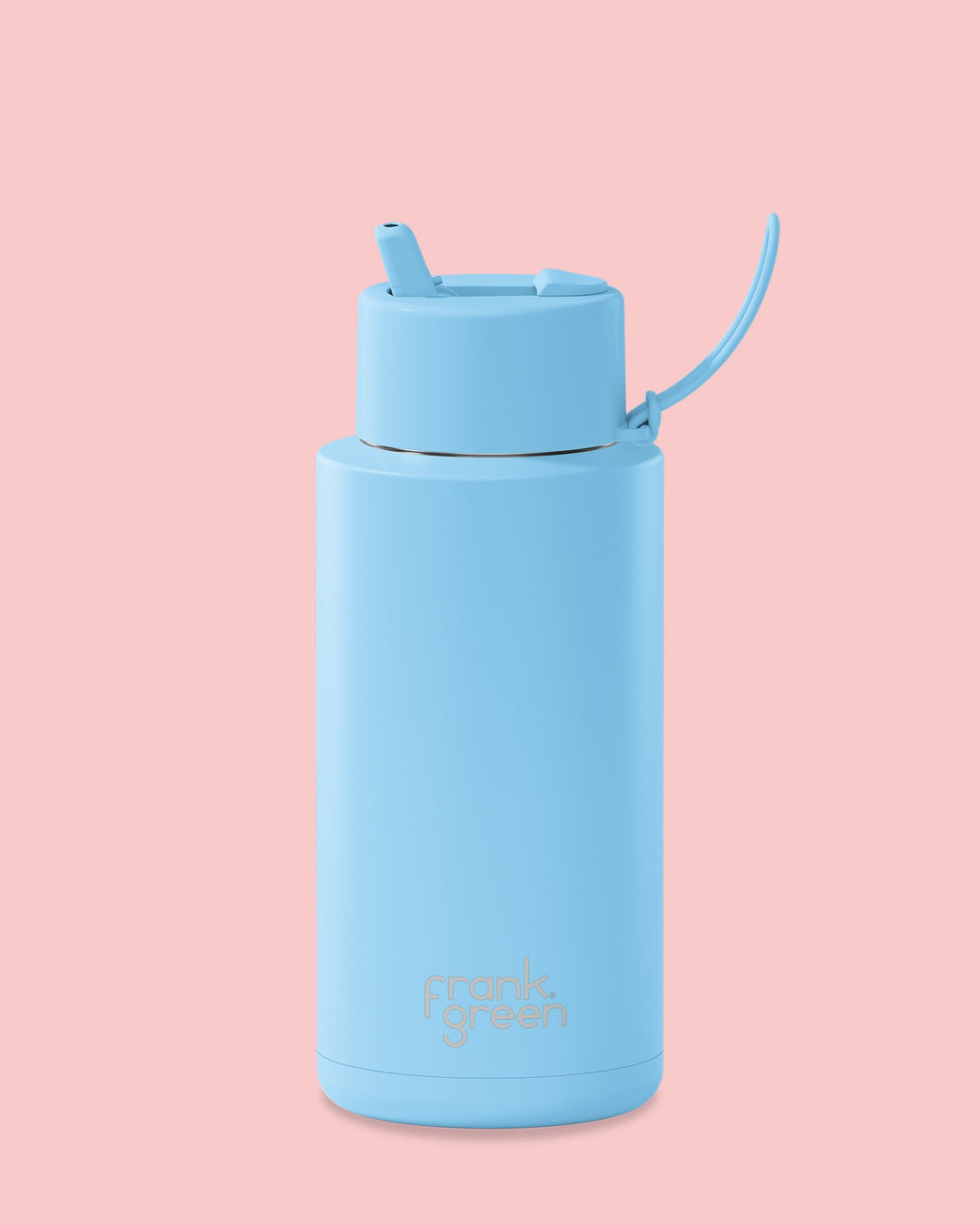 Frank Green 34oz Stainless Steel Ceramic Reusable Bottle Sky Blue with Flip Straw Lid
