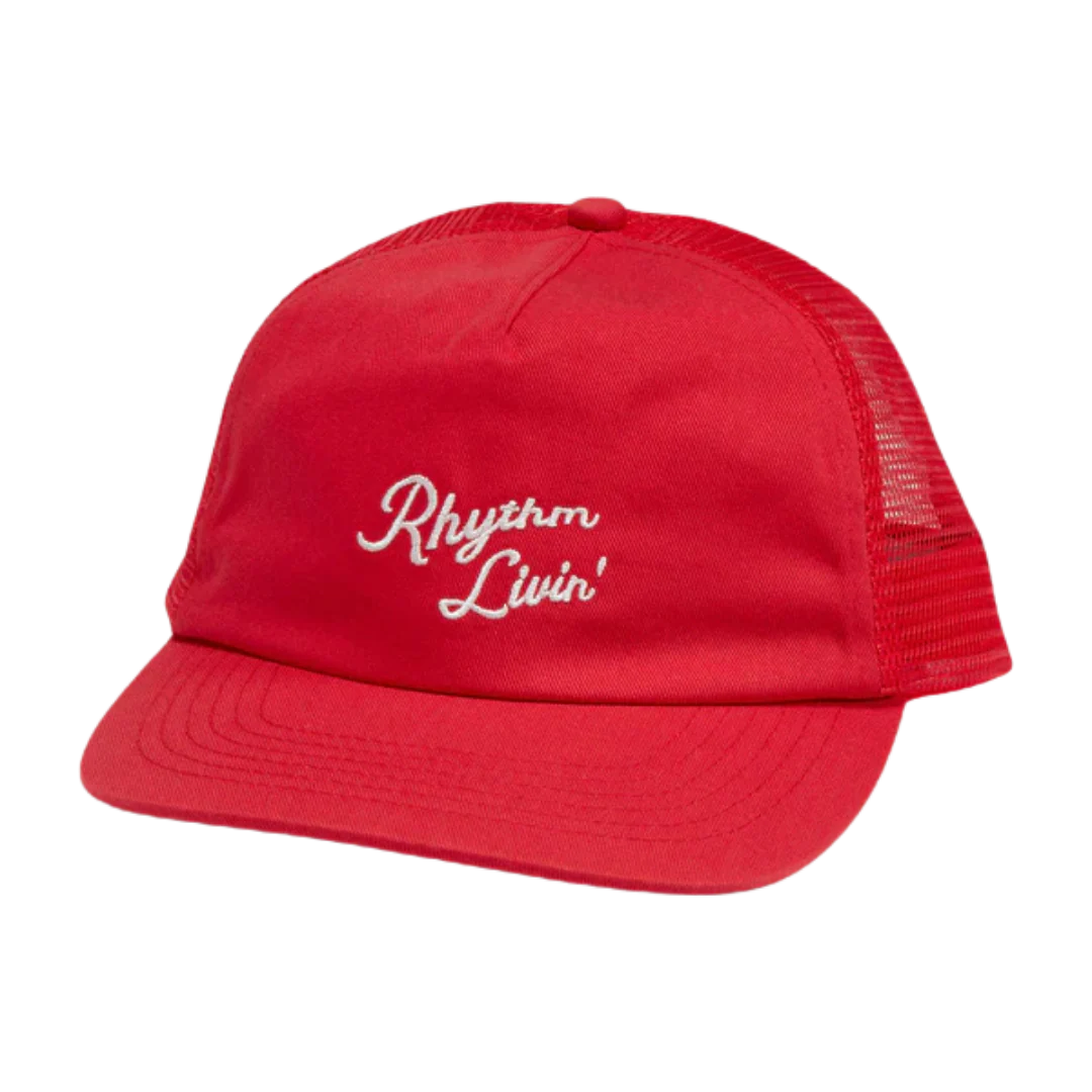 Rhythm Script Red Trucker Cap