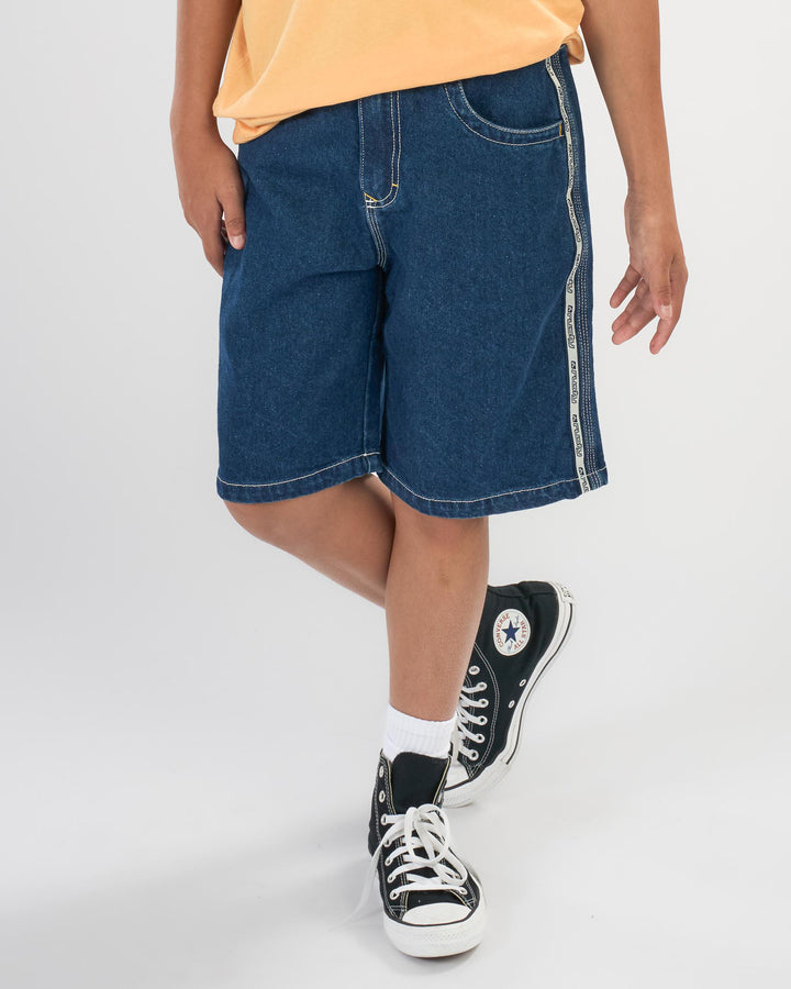Rusty Flip Daddy Taped Jort Boys - Deep Sea Blue