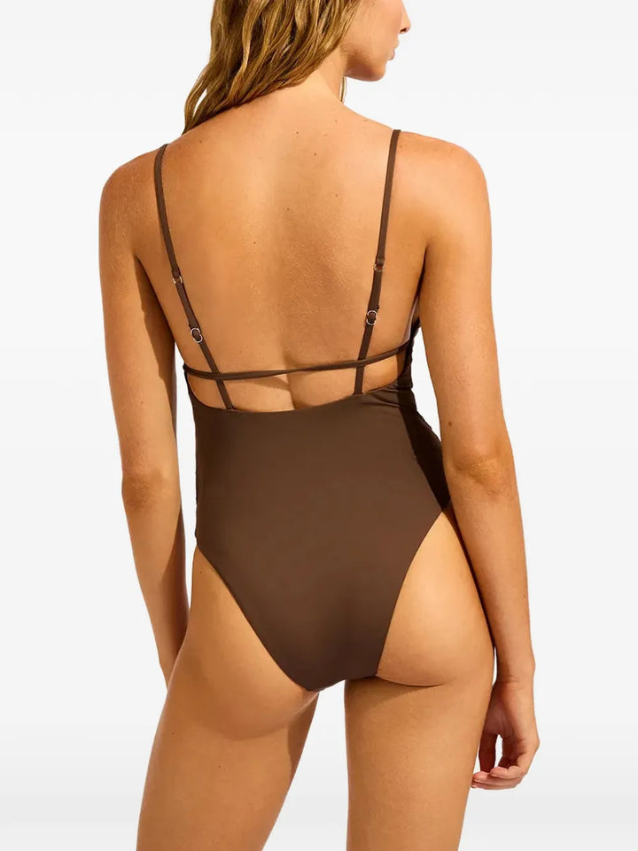 Seafolly V Neck One Piece - Dark Chocolate