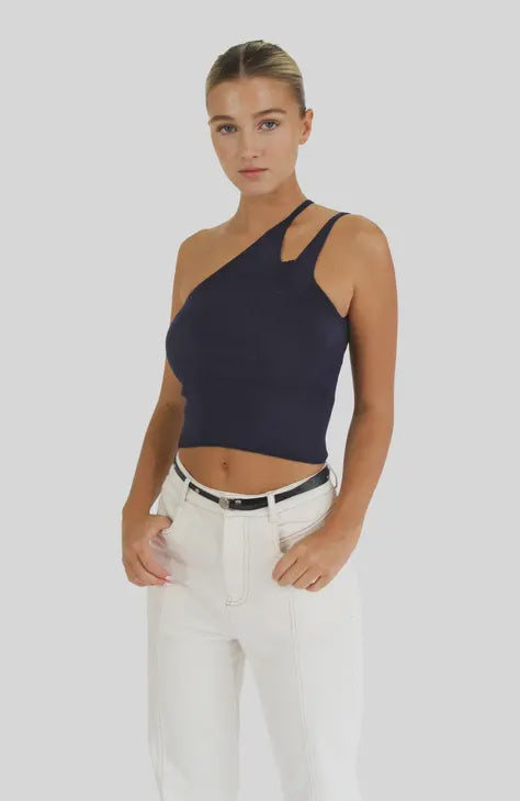 Belle &amp; Bloom Symphony Double Strap Knit Crop Navy