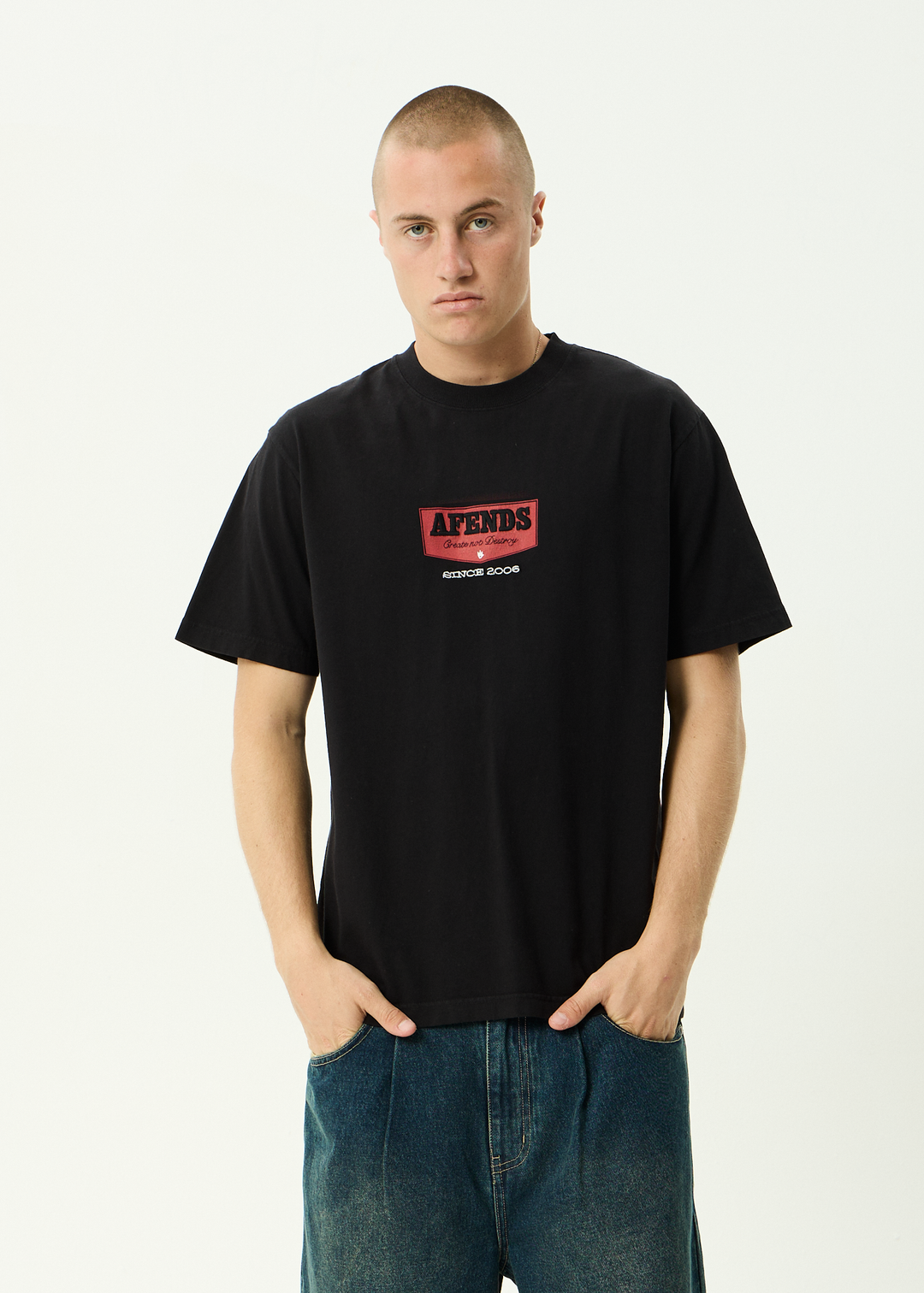 Afends Trophy - Retro Tee - Stone Black