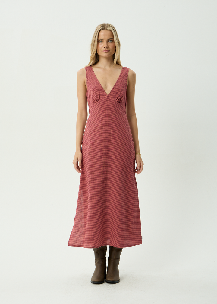 Afends Tully - Seersucker Maxi Dress - Indy Rose Check