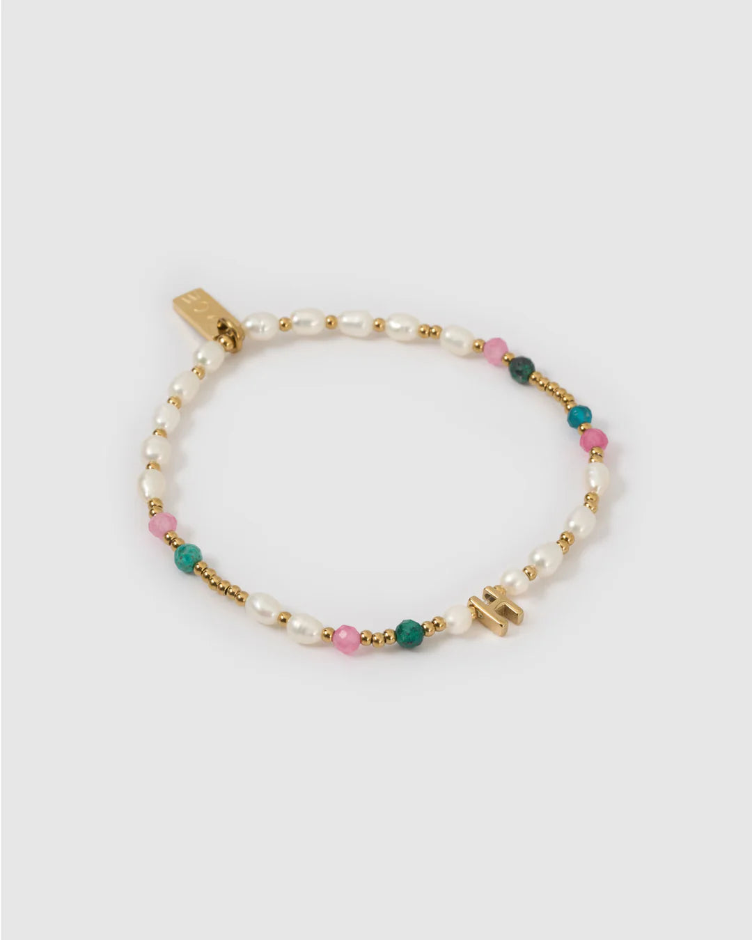 Arms of Eve Beaded Gemstone and Pearl Initial Bracelet