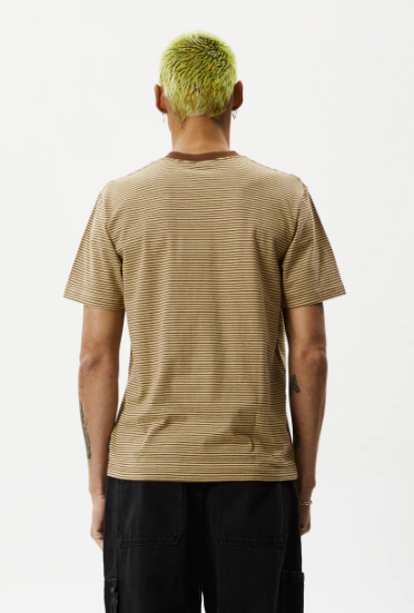 Afends Invisible  Retro T Shirt  Toffee Stripe
