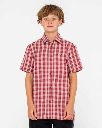 Rusty Datsun Check Short Sleeve Shirt Boys