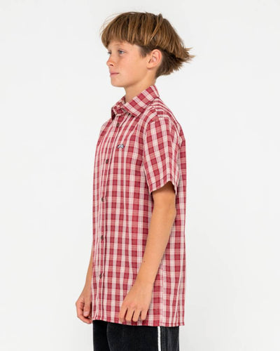 Rusty Datsun Check Short Sleeve Shirt Boys
