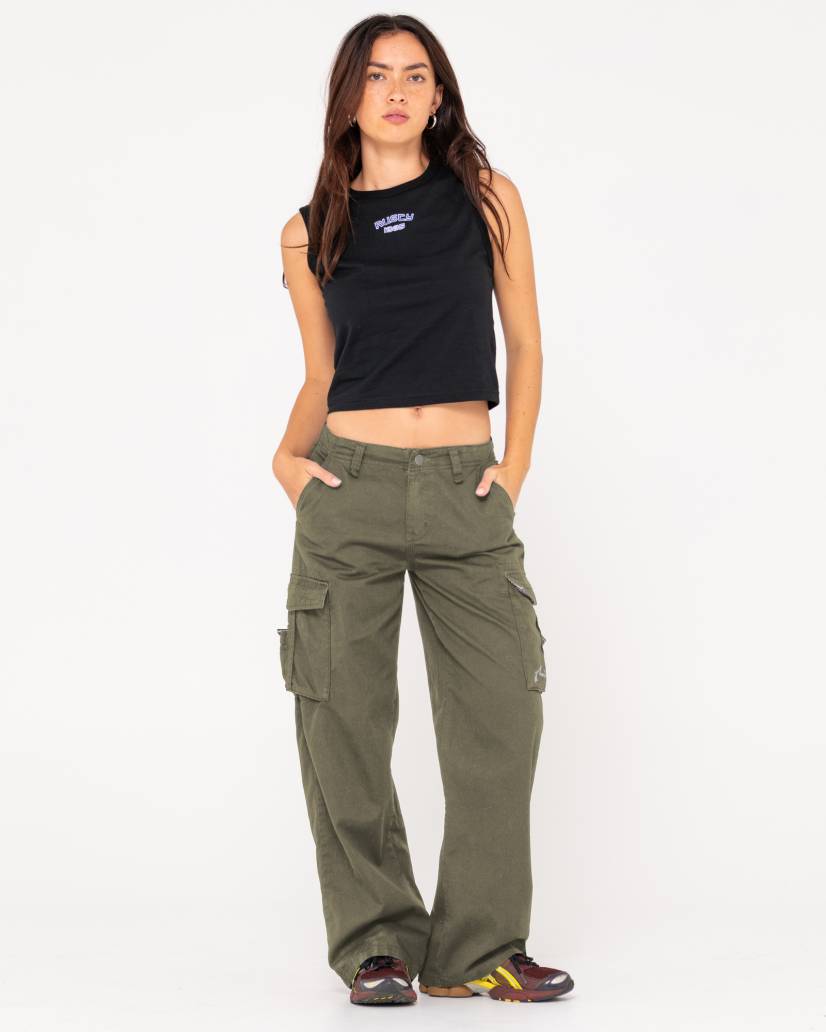 Rusty Tank Girl Low Rise Wide Fit Cargo Pant