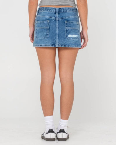 Rusty Flip Mommy Low Rise Mini Denim Skirt