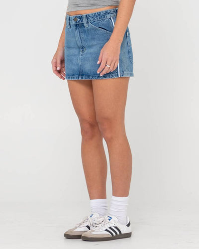 Rusty Flip Mommy Low Rise Mini Denim Skirt