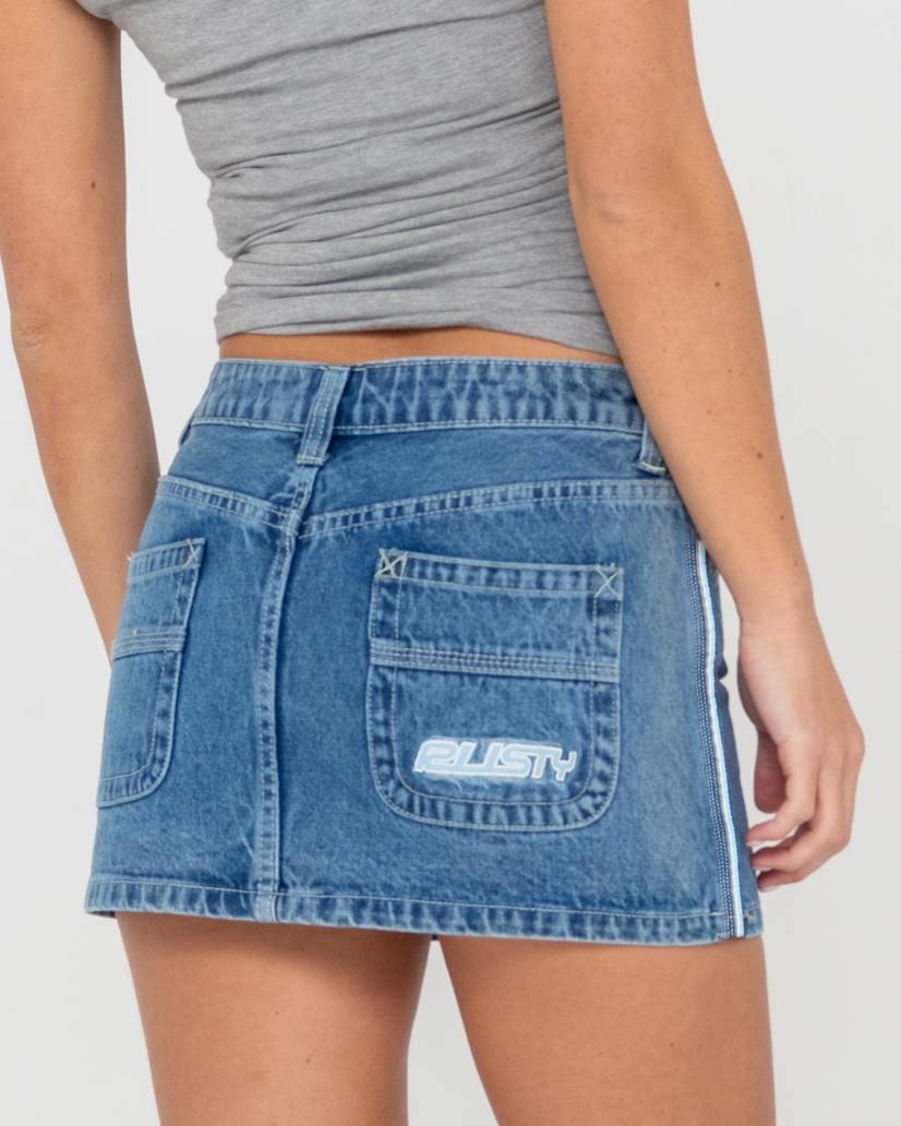 Rusty Flip Mommy Low Rise Mini Denim Skirt