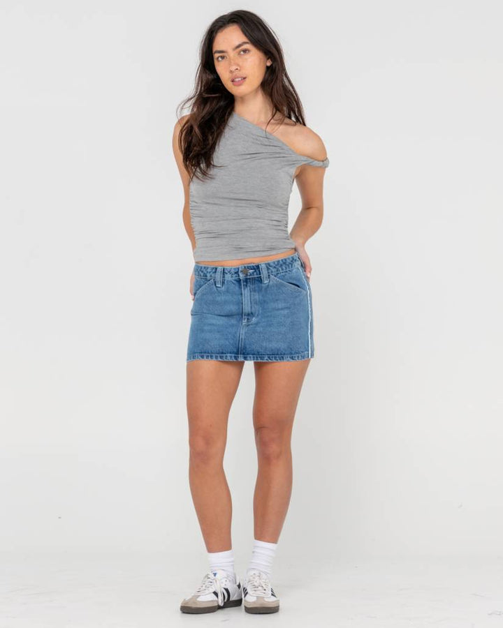 Rusty Flip Mommy Low Rise Mini Denim Skirt
