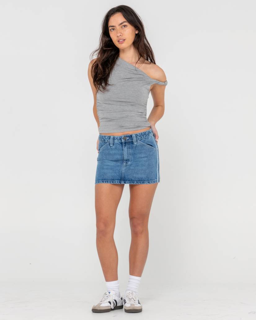 Rusty Flip Mommy Low Rise Mini Denim Skirt