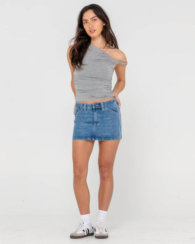 Rusty Flip Mommy Low Rise Mini Denim Skirt