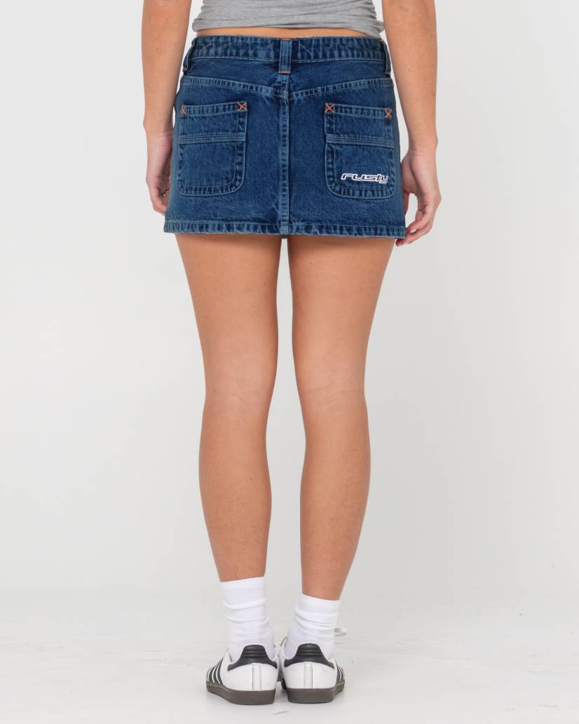 Rusty Flip Mommy Low Rise Mini Denim Skirt
