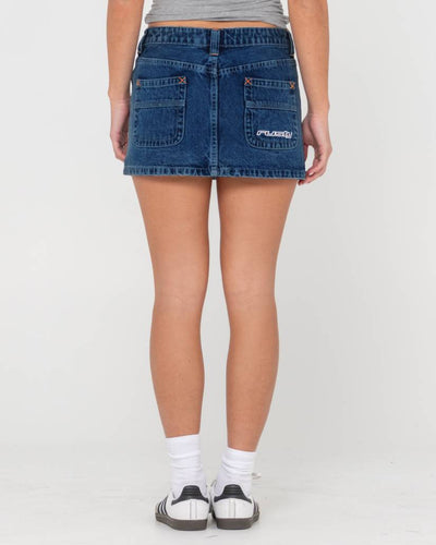 Rusty Flip Mommy Low Rise Mini Denim Skirt