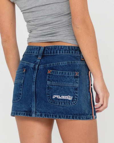 Rusty Flip Mommy Low Rise Mini Denim Skirt