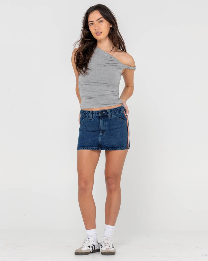 Rusty Flip Mommy Low Rise Mini Denim Skirt