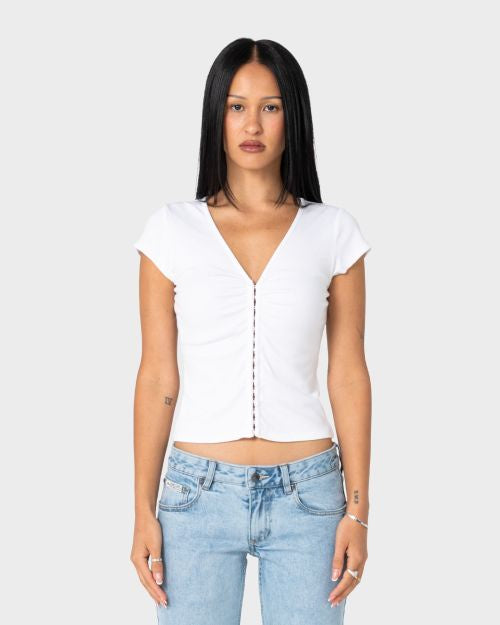 Rusty Im Hooked Cap Sleeve Fashion Top