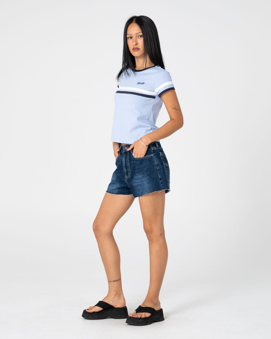 Rusty Billie Stripe Baby Tee