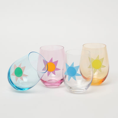 Sunny Life Stemless Glass Tumblers Utopia Multi Set of 4