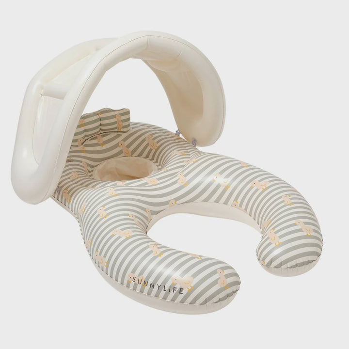Sunnylife Float Together Baby Seat Duck Sage Stripe