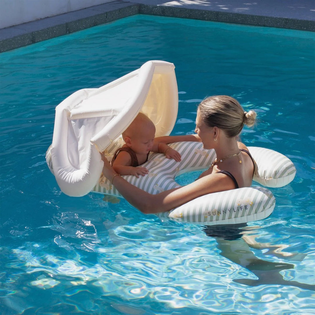 Sunnylife Float Together Baby Seat Duck Sage Stripe