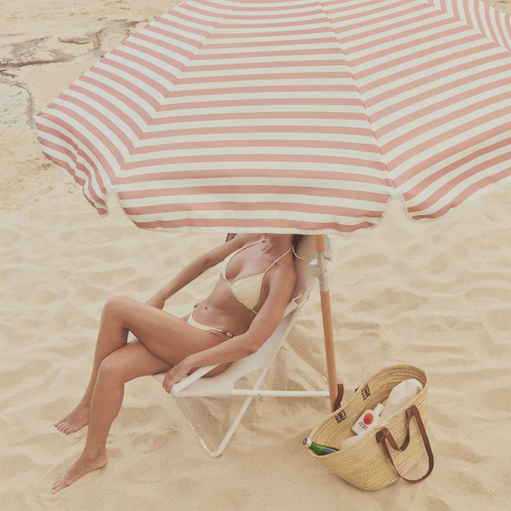 Sunnylife Luxe Beach Umbrella Tierra Clay Stripe