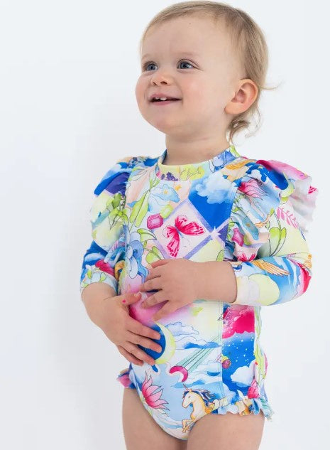 Seafolly Surrealism Long Sleeve Frill Sunsuit - Surrealism