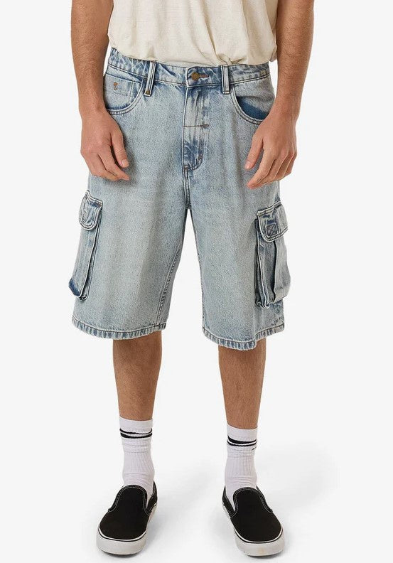 Thrills Big Slacker Denim Cargo Short - Tainted Blue