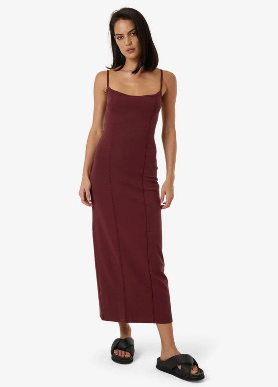 Thrills Rib Seam Dress - Dark Cherry