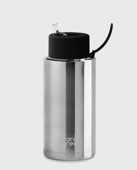 Frank Green 34oz Ceramic Reusable Bottle Limited Edition Silver Chrome