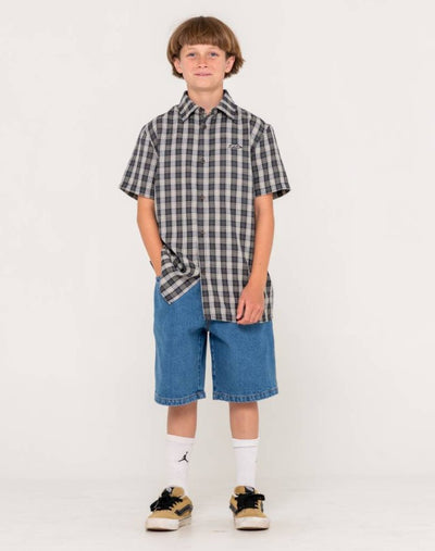Rusty Datsun Check Short Sleeve Shirt Boys