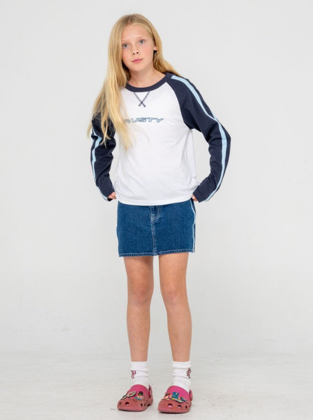 Rusty Sporty R Raglan Ls Girls Tee