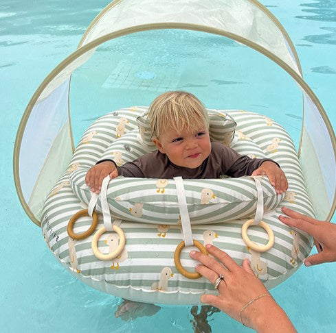Sunnylife Interactive Baby Float Duck Sage Stripe