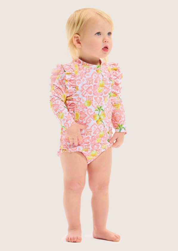 Seafolly Lemon Tile Frill Rash Set