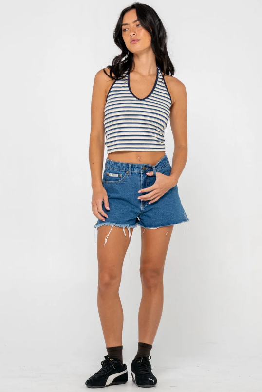 Rusty Penny Kick Flare Short Middy Blue