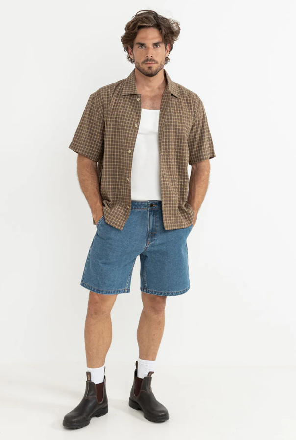 Rhythm Colby Check Brown SS Shirt