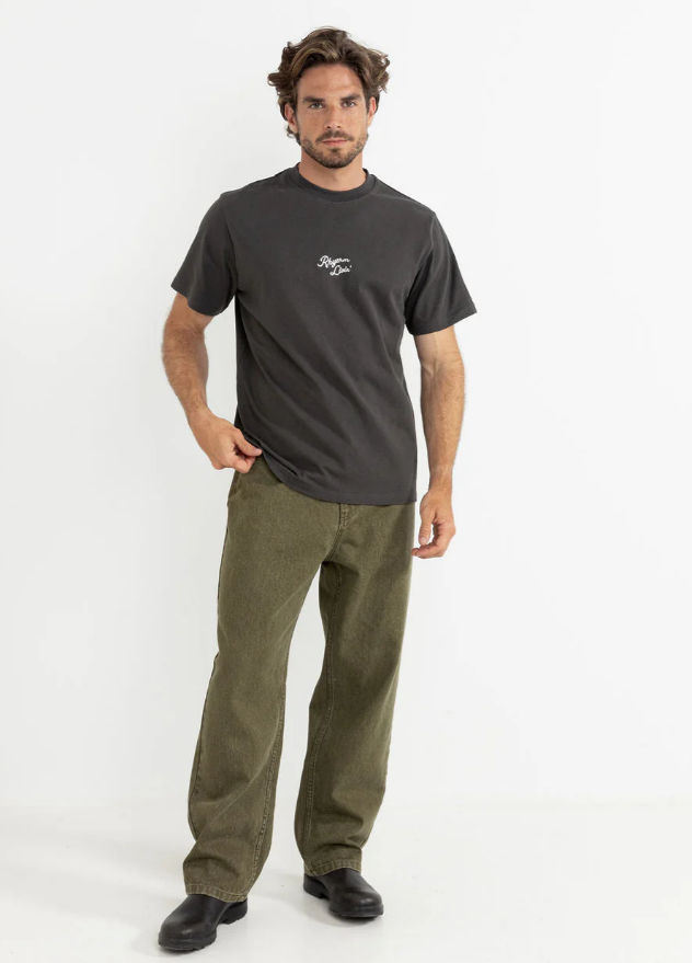Rhythm Heavy Vintage Embroidered Charcol SS Tee