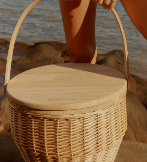 Sunnylife Round Picnic Cooler Basket Natural