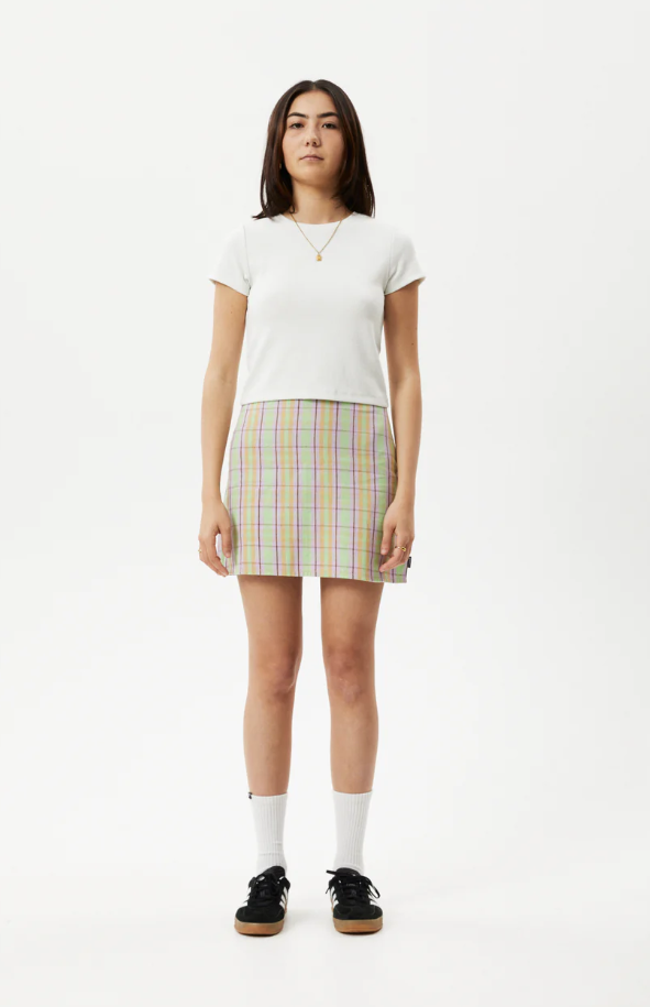 Afends Kali  Mini Skirt  Pistachio Check
