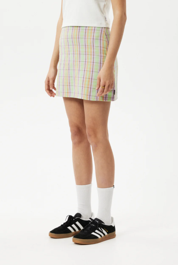 Afends Kali  Mini Skirt  Pistachio Check