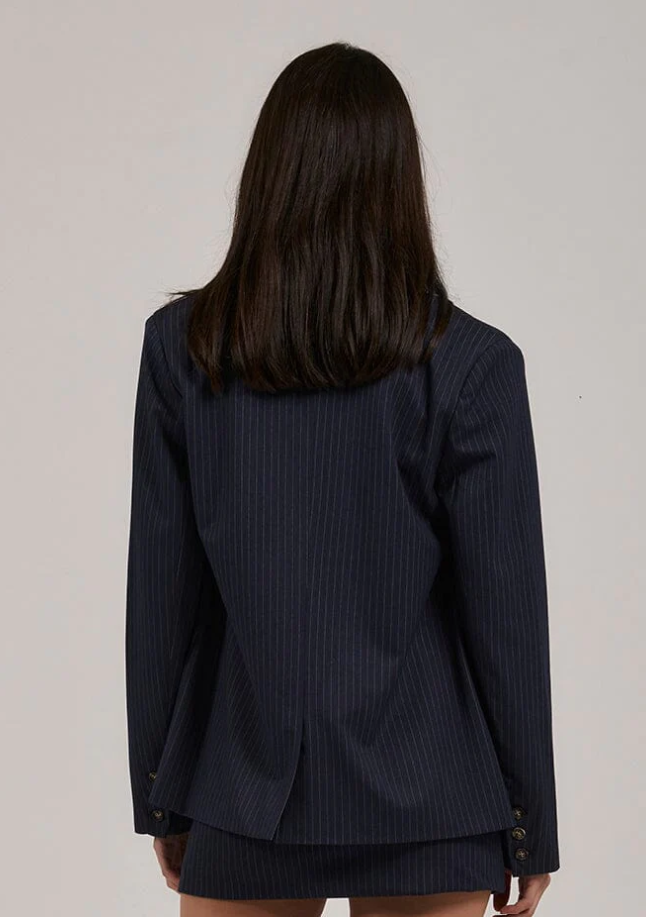 Thrills Gabrielle Pinstripe Blazer - Station Navy