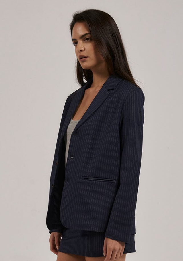 Thrills Gabrielle Pinstripe Blazer - Station Navy