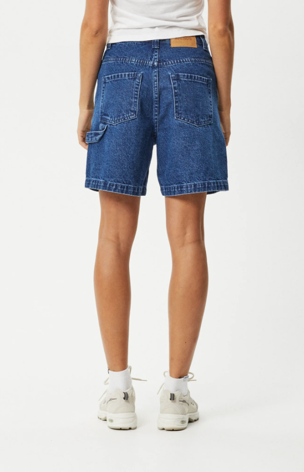 Afends Seventy Threes Organic Denim High Waisted Shorts Authentic Blue