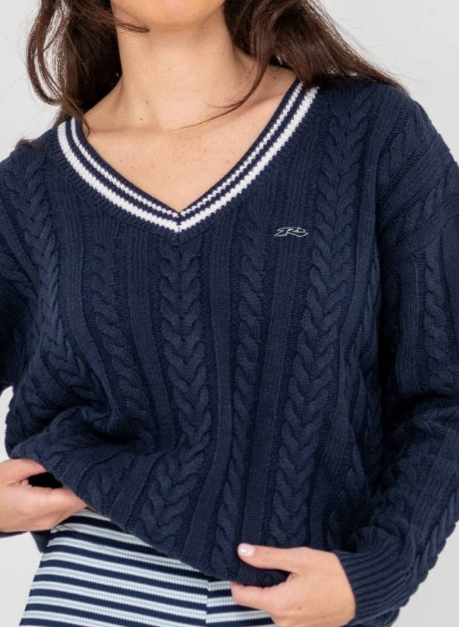 Rusty Oxford Oversized Vee Neck Knit