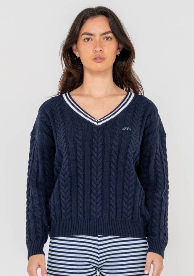 Rusty Oxford Oversized Vee Neck Knit