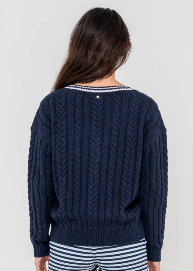 Rusty Oxford Oversized Vee Neck Knit