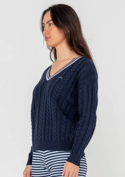 Rusty Oxford Oversized Vee Neck Knit