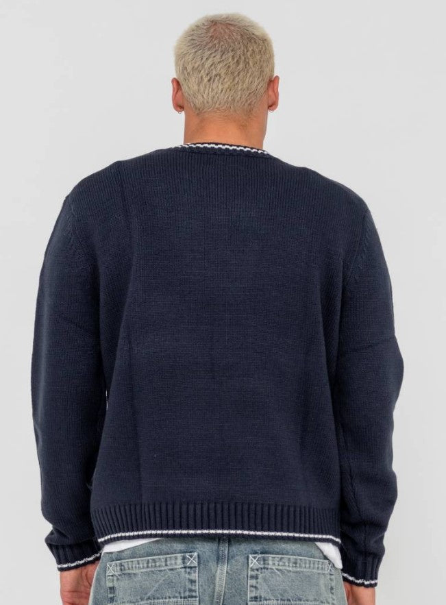 Rusty Venom Vee Neck Knitted Crew